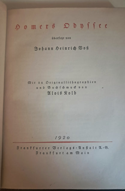 Homer Odyssey German Illustrated Edition Classical Greek Literature Fine Binding